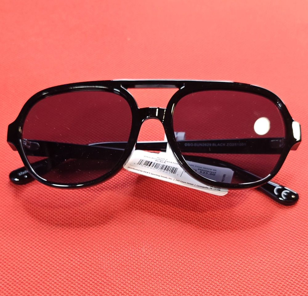 DSG DSGSUN2629 Men's Round Aviator Sunglasses Black Frame/Black Tinted Lens